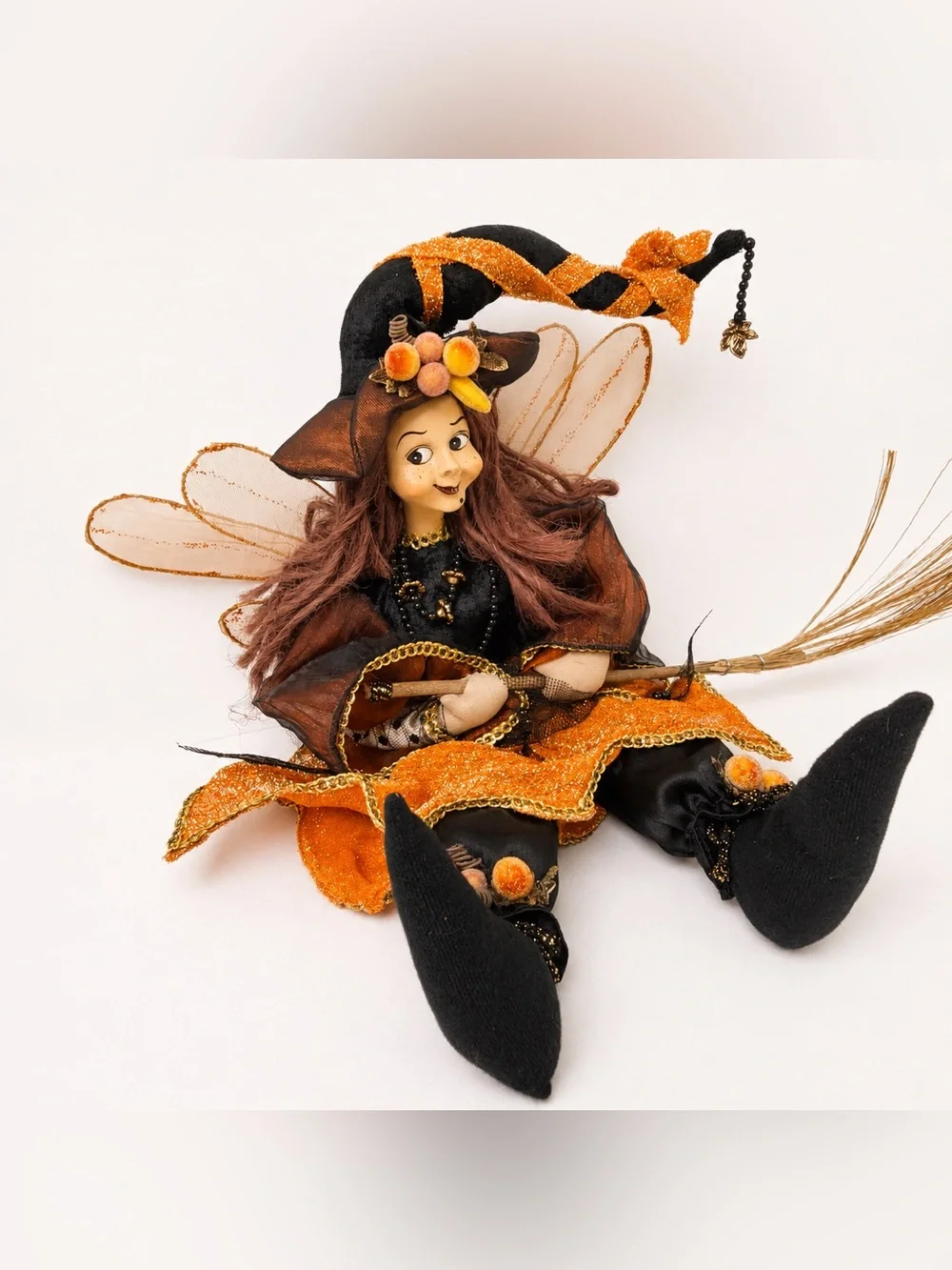 Show Stoppers Halloween Fairy Witch Doll Porcelain Head Posable 16” Vintage